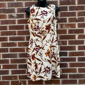 Positive Attitude Linen Blend Tropical print Sleeveless Belted summer dress 6P